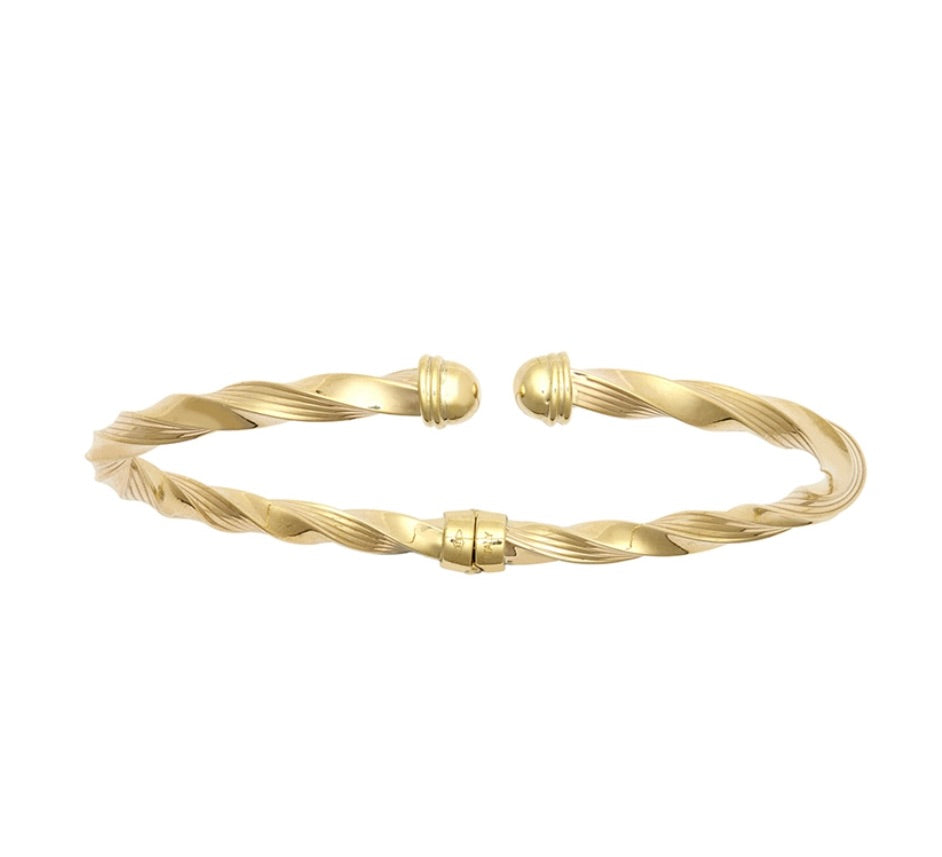 Twisted gold bangle