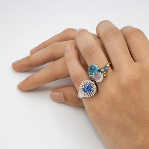 A cabochon bypass Ring Topaz Quartz Sapphire